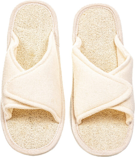 Loofah Bath & Spa Slippers - Velcro adjustable